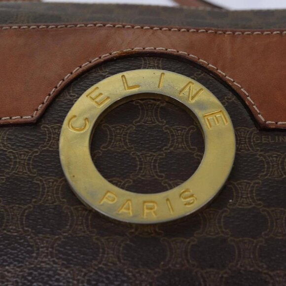 CELINE Macadam Canvas Shoulder Bag PVC Leather Brown Gold Auth 85387 - Picture 10 of 16